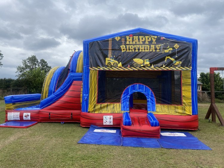 Construction Birthday Jumping Castle with Waterslide