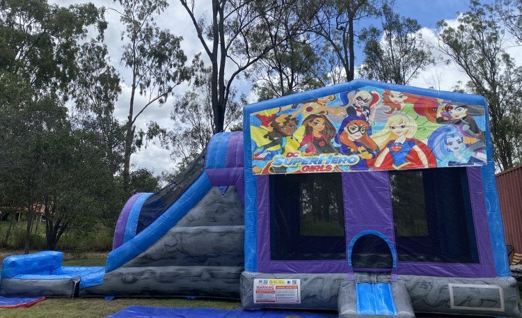 Superhero Girls Jumping Castle with Waterslide