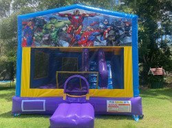 The20Avengers20v20Justice20league 1651146602 The Avengers Jumping Castle with External Dry Slide