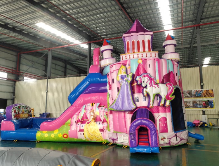 3D Princess Castle Jumping Castle with External Dry Slide