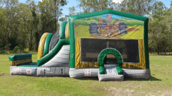 Army Jumping Castle with External Dry Slide